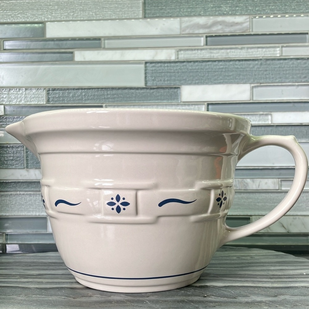 Longaberger Pottery Woven Traditions Classic Blue Pitcher. Excellent condition.